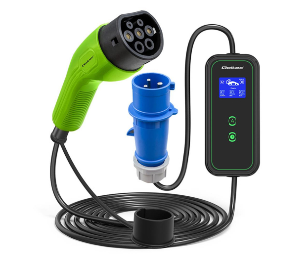 Qoltec Mobilna ładowarka do samochodów EV 2 w 1 typ2 7kW/230V/CEE 3 - 1209025 - zdjęcie